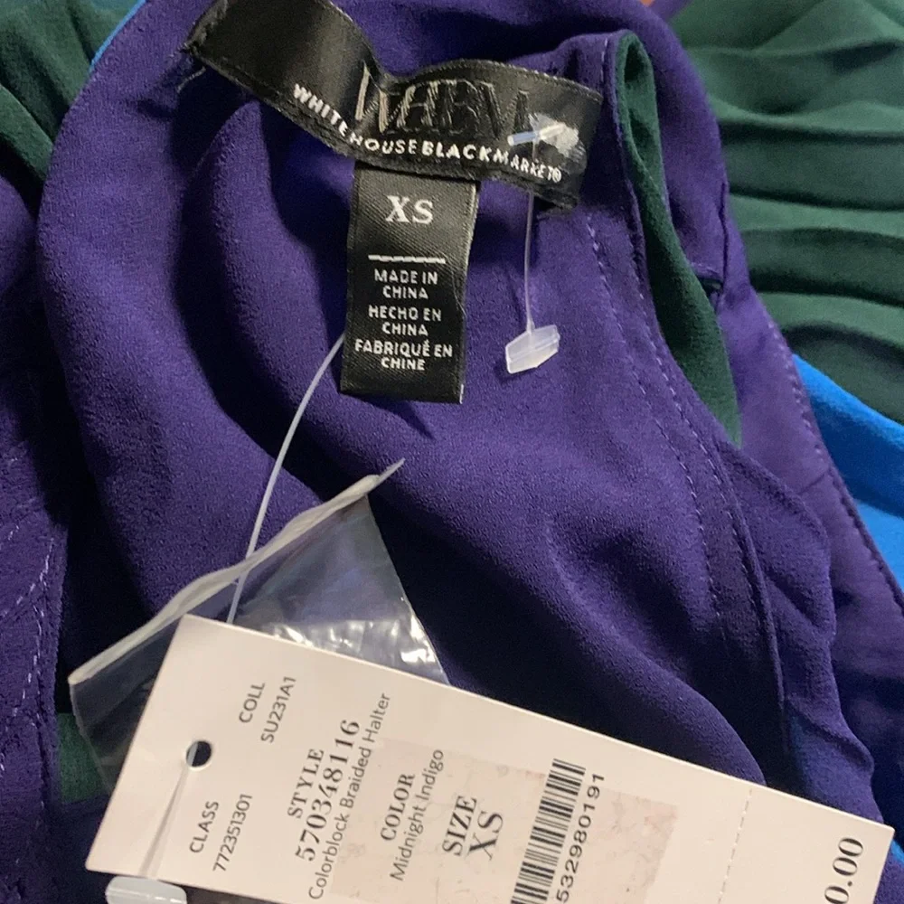 White House Black Market Pleated Colorblock Halter Dress - Picture 6 of 6